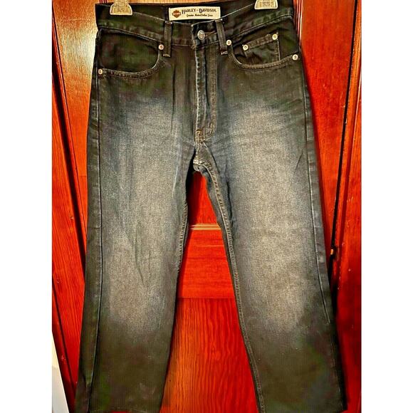 HARLEY DAVIDSON WOMENS 29 x 29 DK WASH MOTORCYCLE BIKER BLUE JEANS - Picture 2 of 6